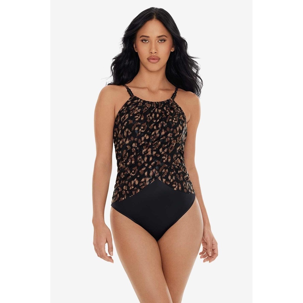 Magicsuit Lisa One Piece Swimsuit La Paz Animal Print Black Brown 6019555 New 14